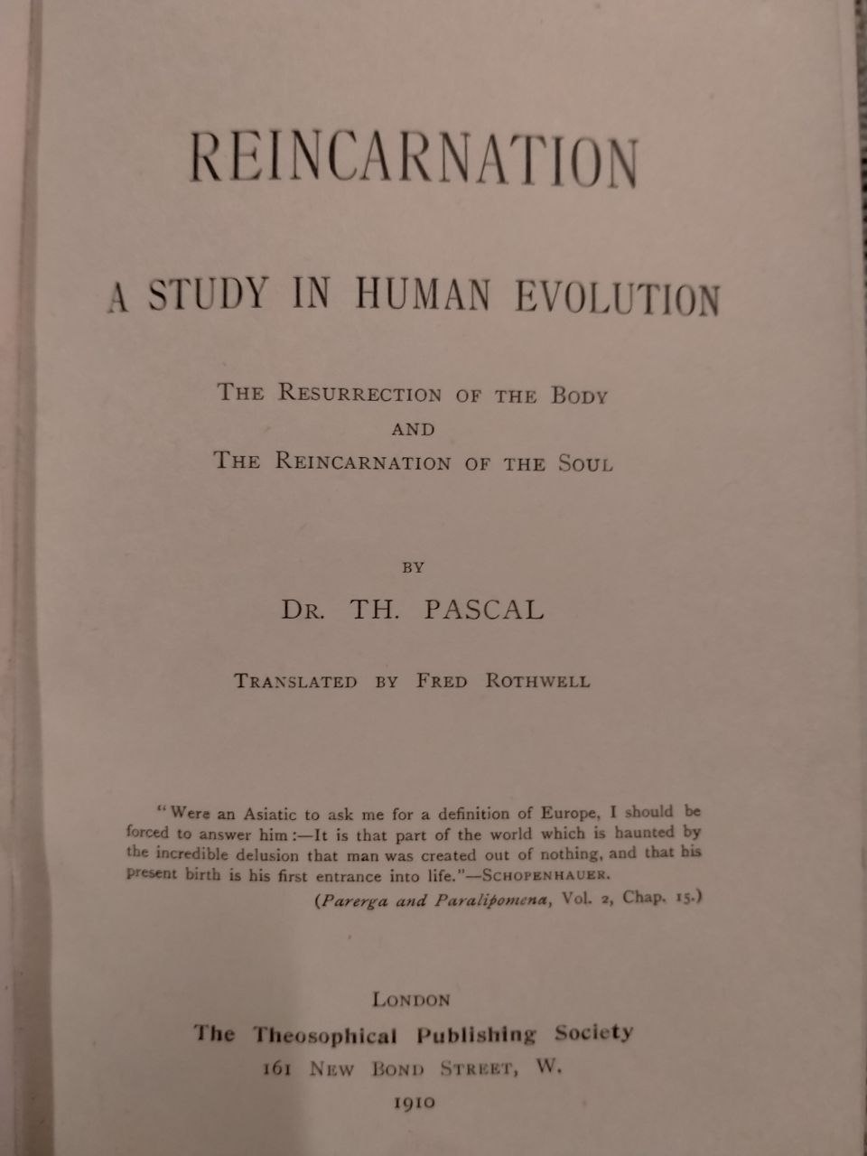 Reincarnation: A Study in Human Evolution