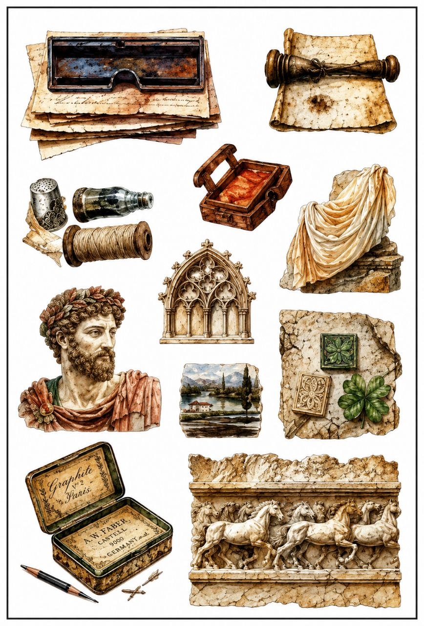 Vintage Old Items Sticker Sheet (Insensitive Aesthetics)