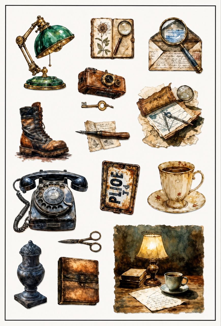 Vintage Old Items Sticker Sheet (Insensitive Aesthetics)