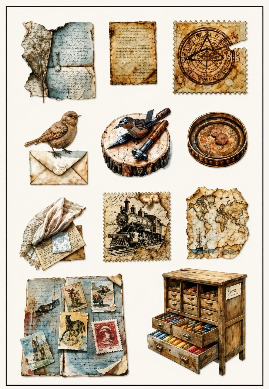 Vintage Old Items Sticker Sheet (Insensitive Aesthetics)